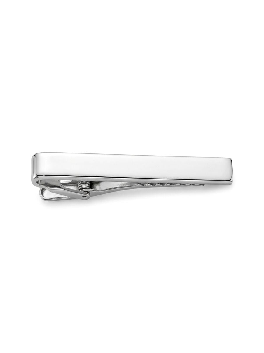 Solid Brass Rhodium-Plated Tie Bar