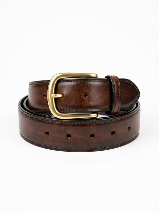 Hand-Burnished Calfskin Leather Belt