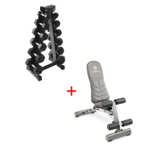 5-30lb Dumbbell Set with Flat/Incline/Decline Bench and Rack