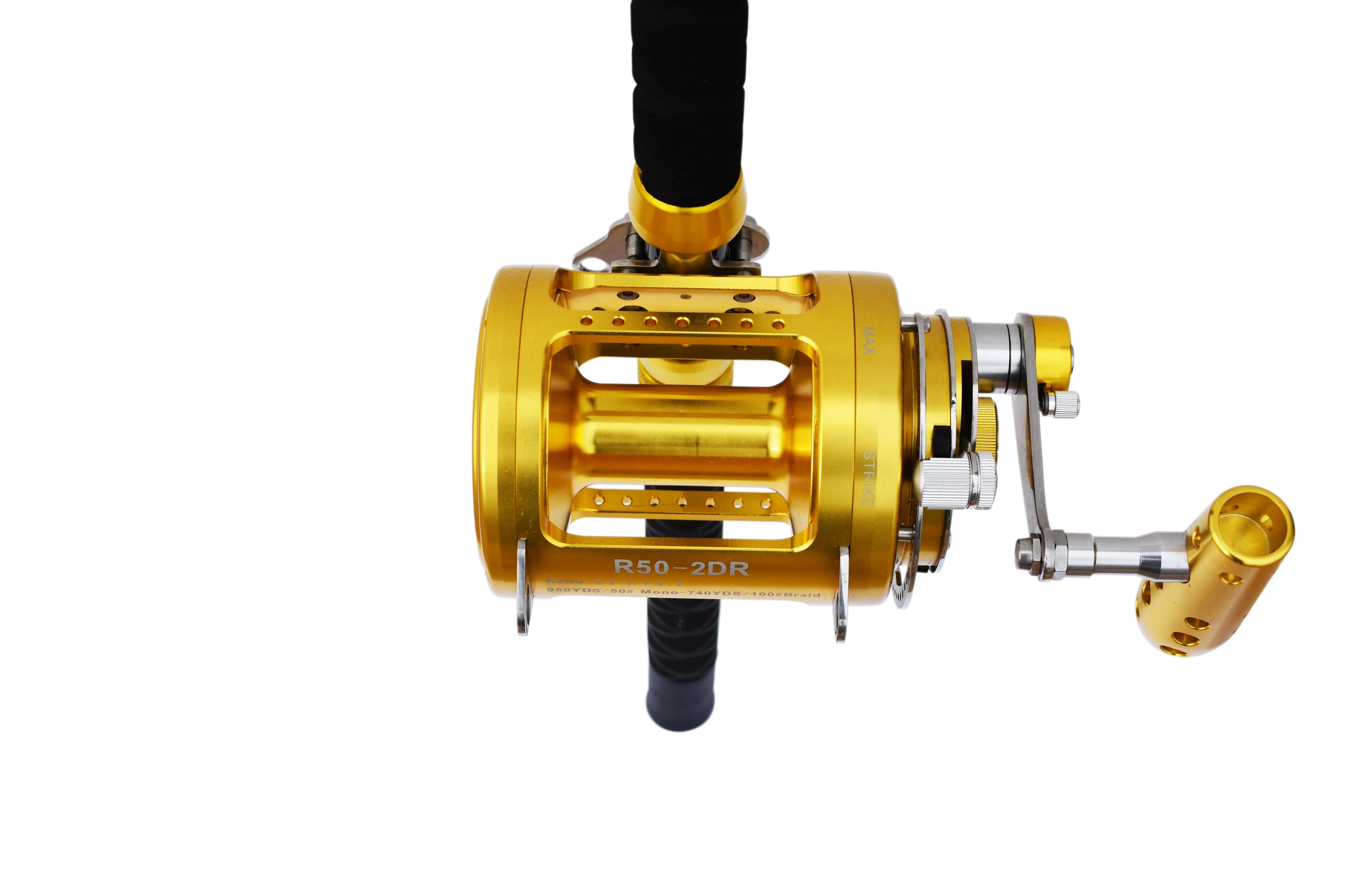 50 Wide 2 speed Reel on a Blue Marlin Tournament Edition Straight Rod