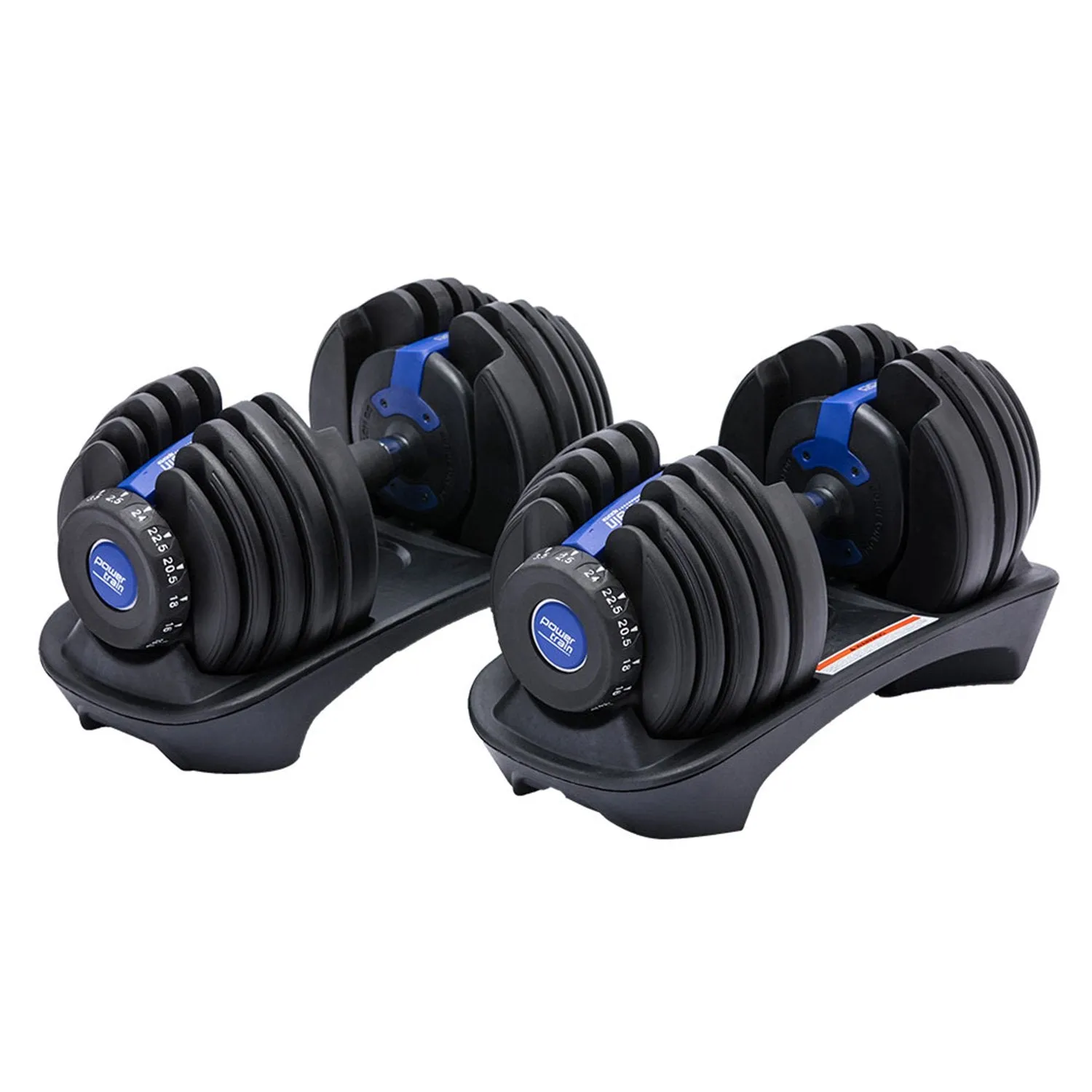 Adjustable 24kg Dumbbell Set, 15 Weights, Ergonomic - Powertrain