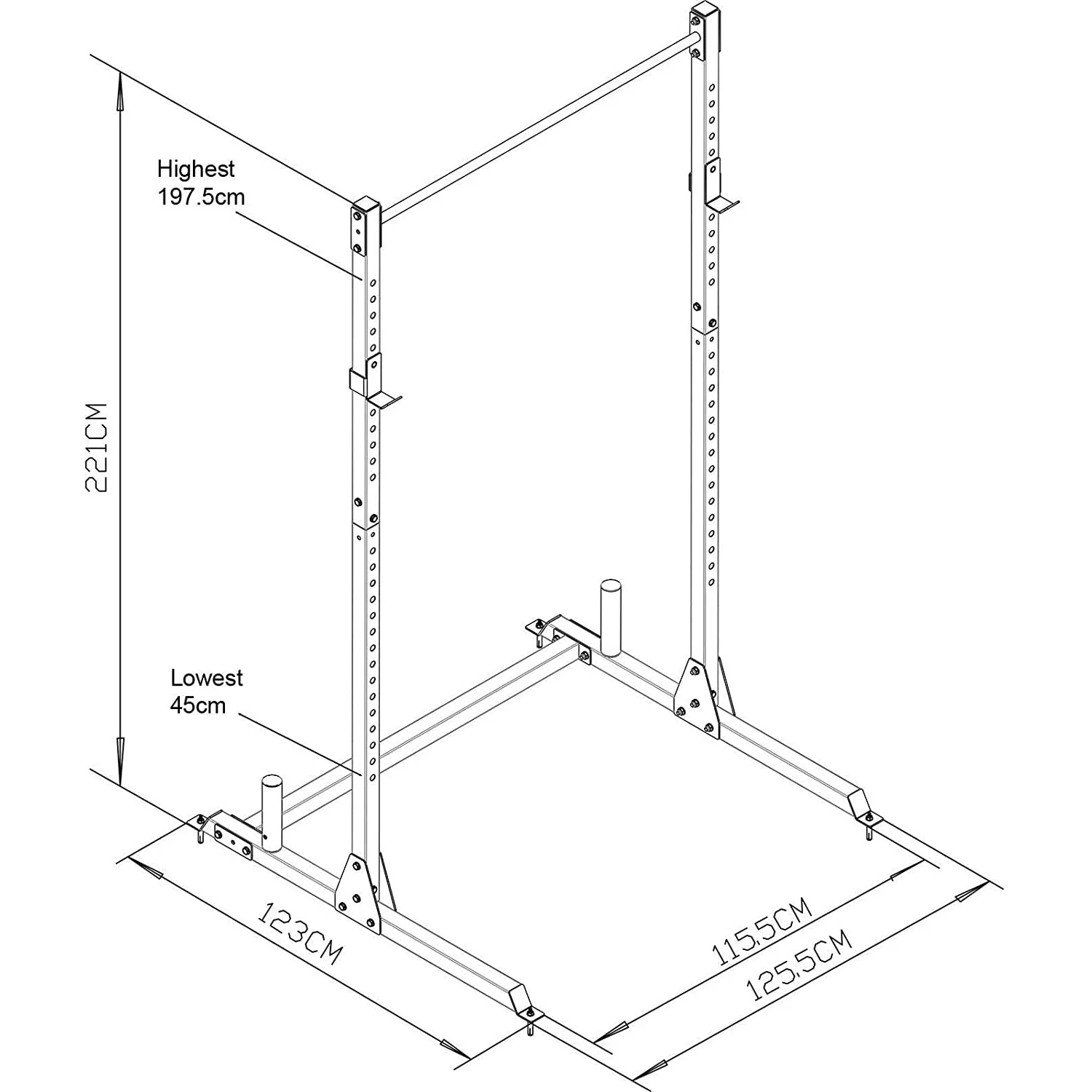 Adjustable Half Power Rack Black