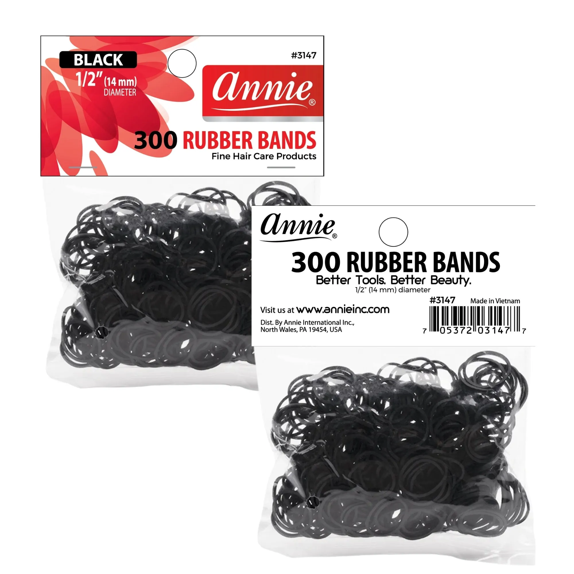 Annie Rubber Bands 300Ct Black