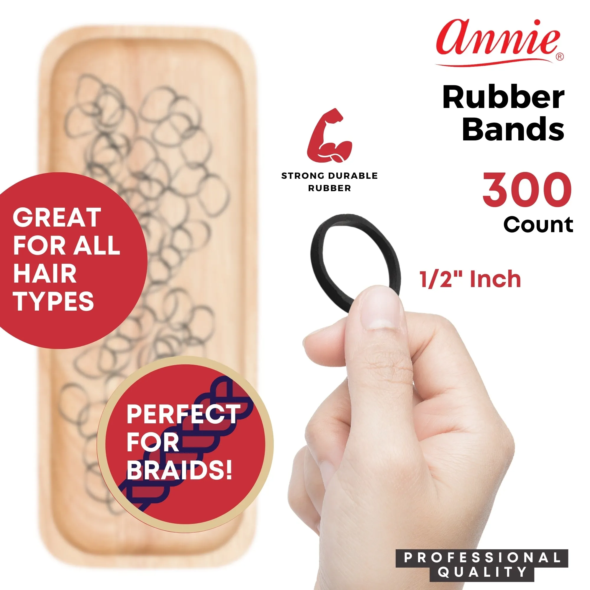 Annie Rubber Bands 300Ct Black