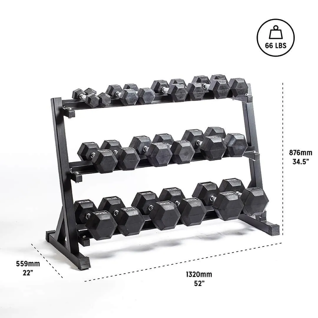 Bells Of Steel 5-50 Lb Hex Rubber Dumbbell Set With Rack