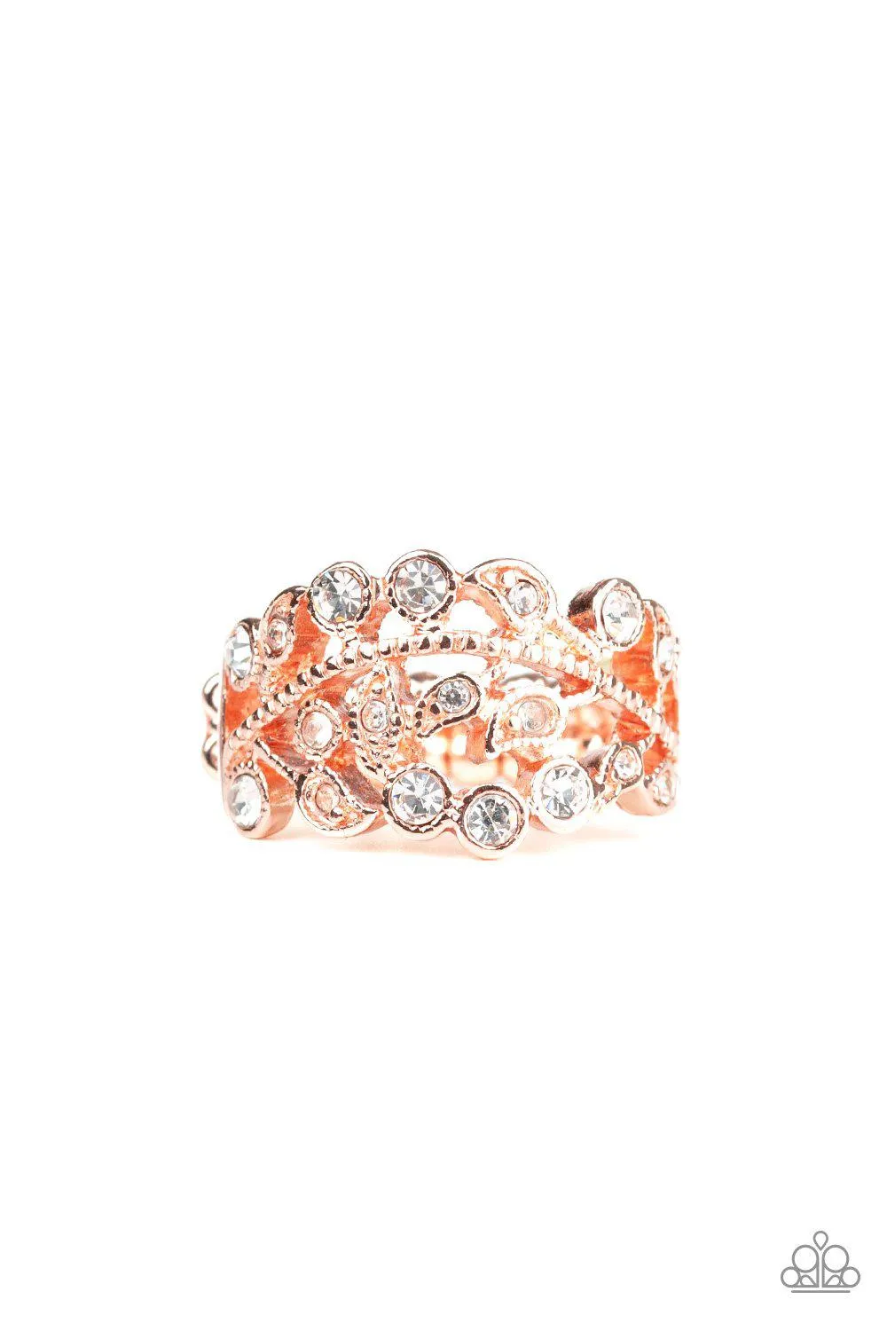 Bling Swing Copper and White Rhinestone Ring - Paparazzi Accessories