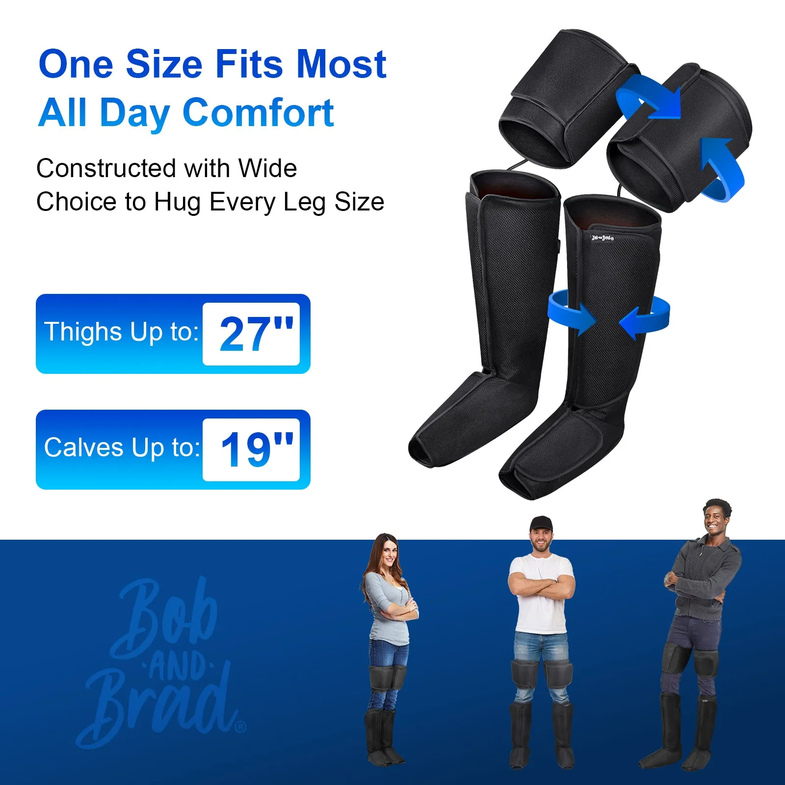 BOB AND BRAD Leg Massager with Heat and Compression, Foot Calf Thigh Leg Compression Massager for Circulation and Pain Relief with LCD Controller