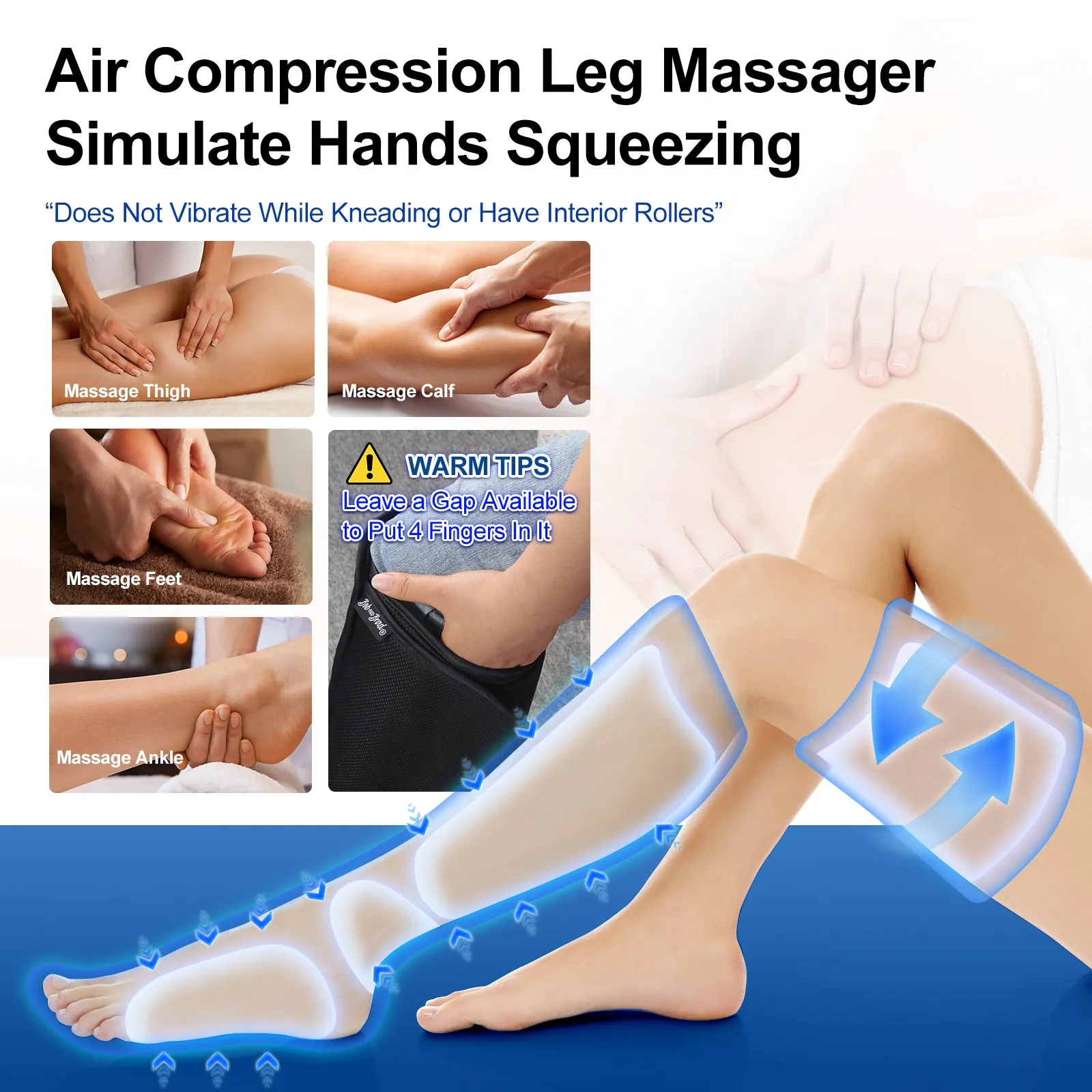 BOB AND BRAD Leg Massager with Heat and Compression, Foot Calf Thigh Leg Compression Massager for Circulation and Pain Relief with LCD Controller