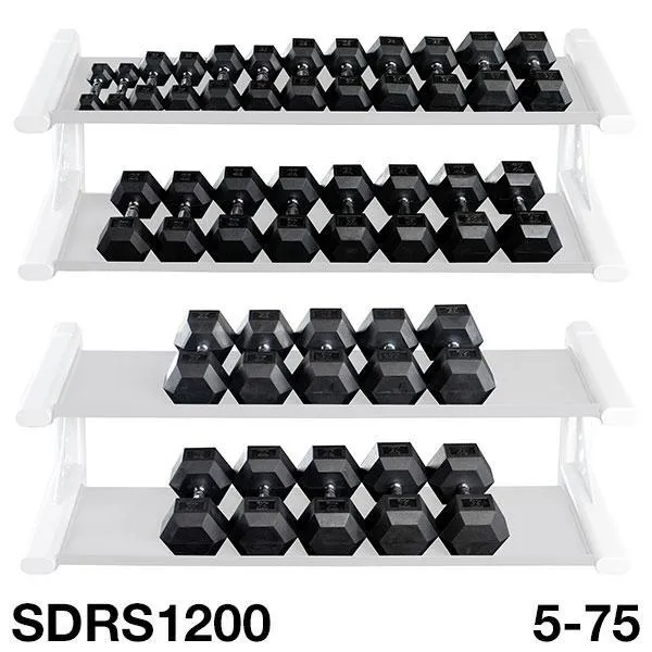 Body Solid 5 thru 75 lb Rubber Hex Dumbbell Set