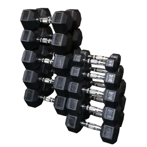 Body-Solid Rubber Coated Hex Dumbbell PACKAGE (235 Kg)