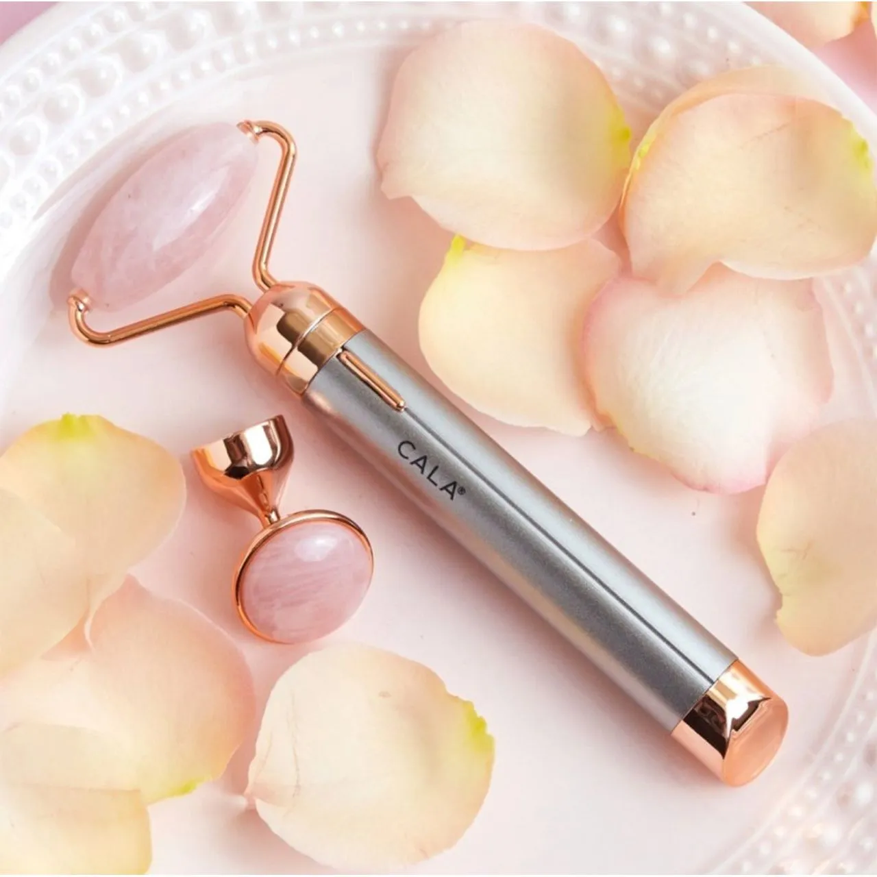 Cala 2-IN-1 Rose Quartz Sonic Facial Massager