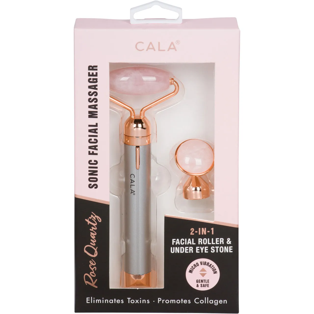 Cala 2-IN-1 Rose Quartz Sonic Facial Massager