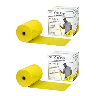 CanDo Low Powder Exercise Band - Twin-Pak - 100 yard (2 x 50 yard rolls) - Yellow - x-light