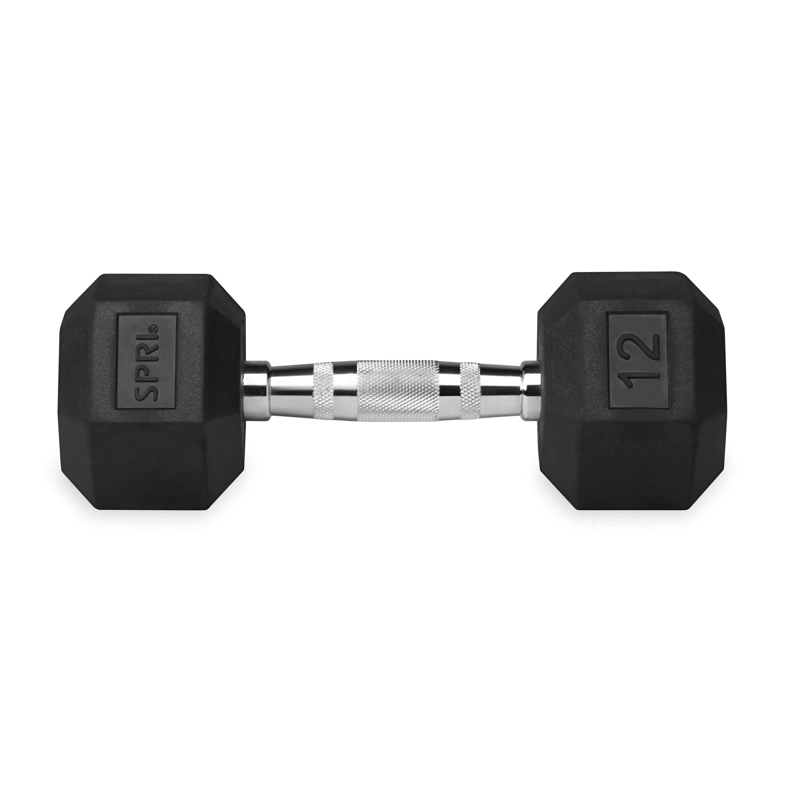 Deluxe 6-Sided Rubber Dumbbells - 3-25 lb. Pairs