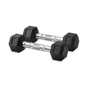 Deluxe 6-Sided Rubber Dumbbells - 3-25 lb. Pairs