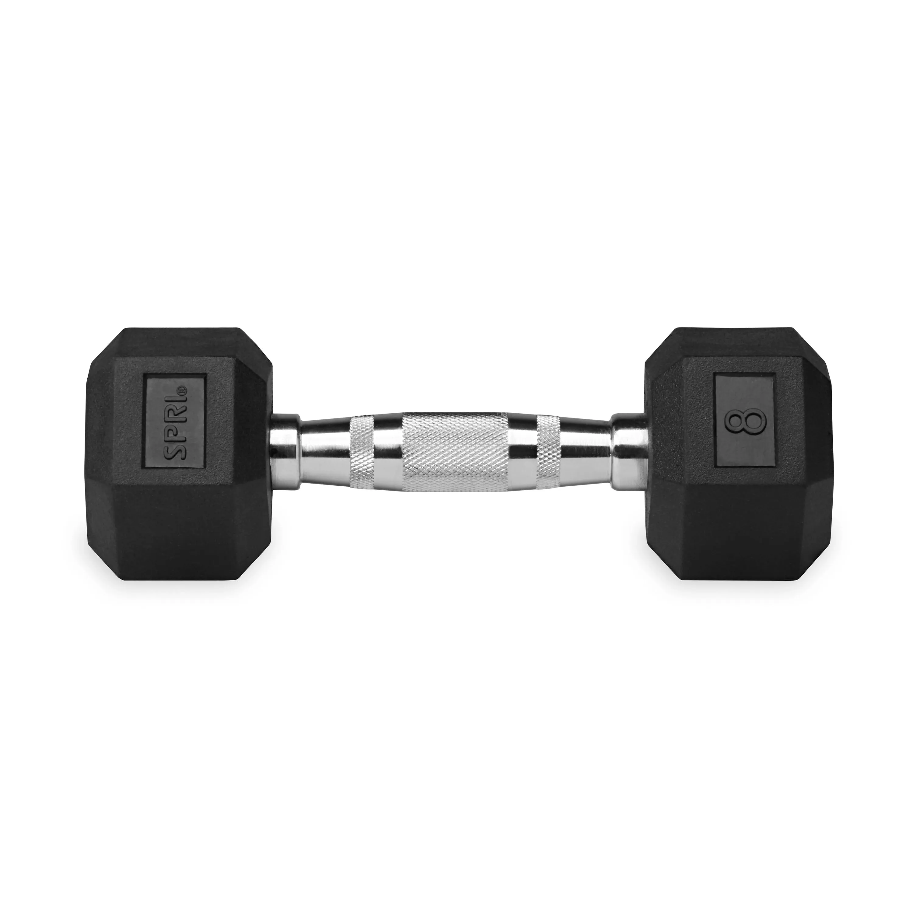 Deluxe 6-Sided Rubber Dumbbells - 3-25 lb. Pairs