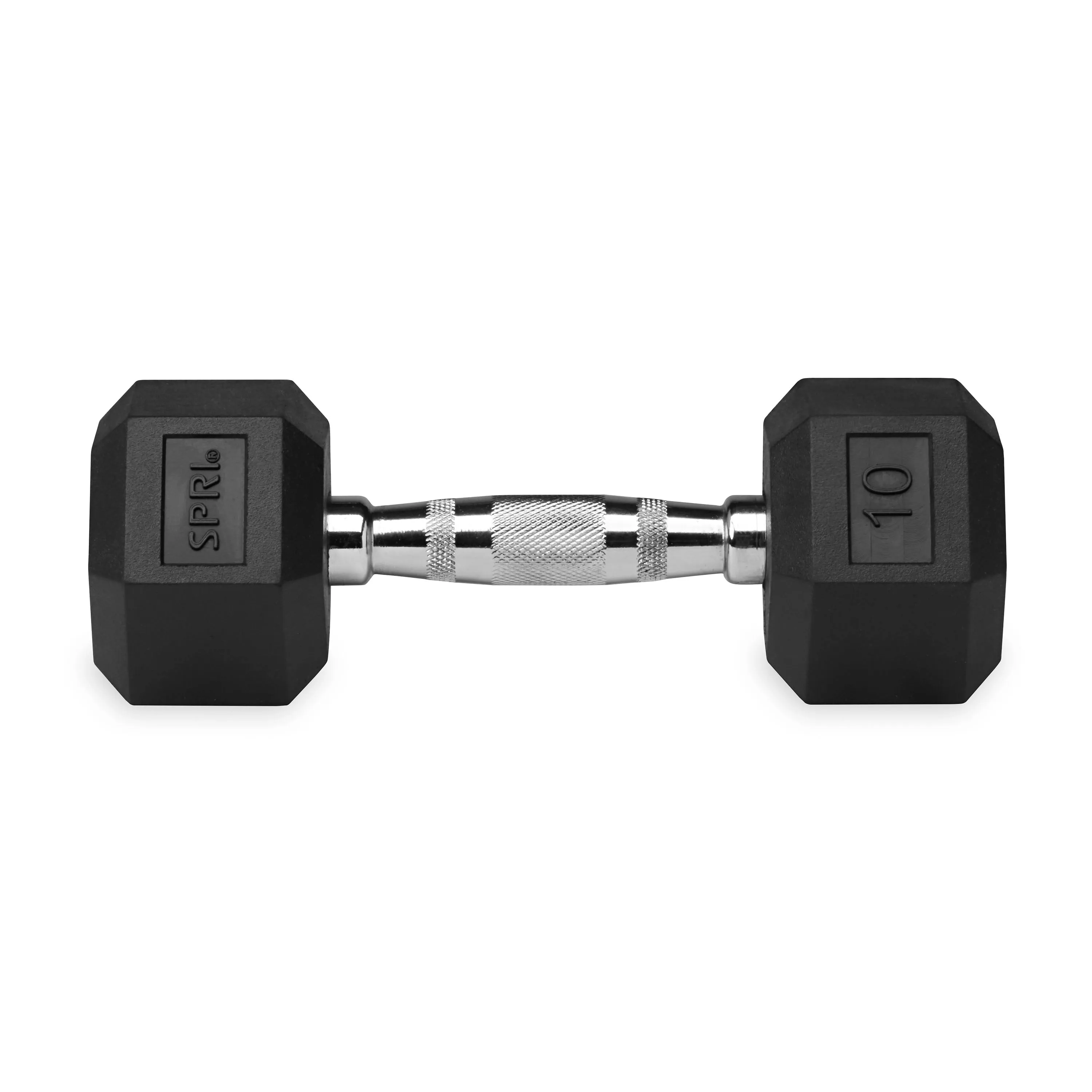 Deluxe 6-Sided Rubber Dumbbells - 3-25 lb. Pairs