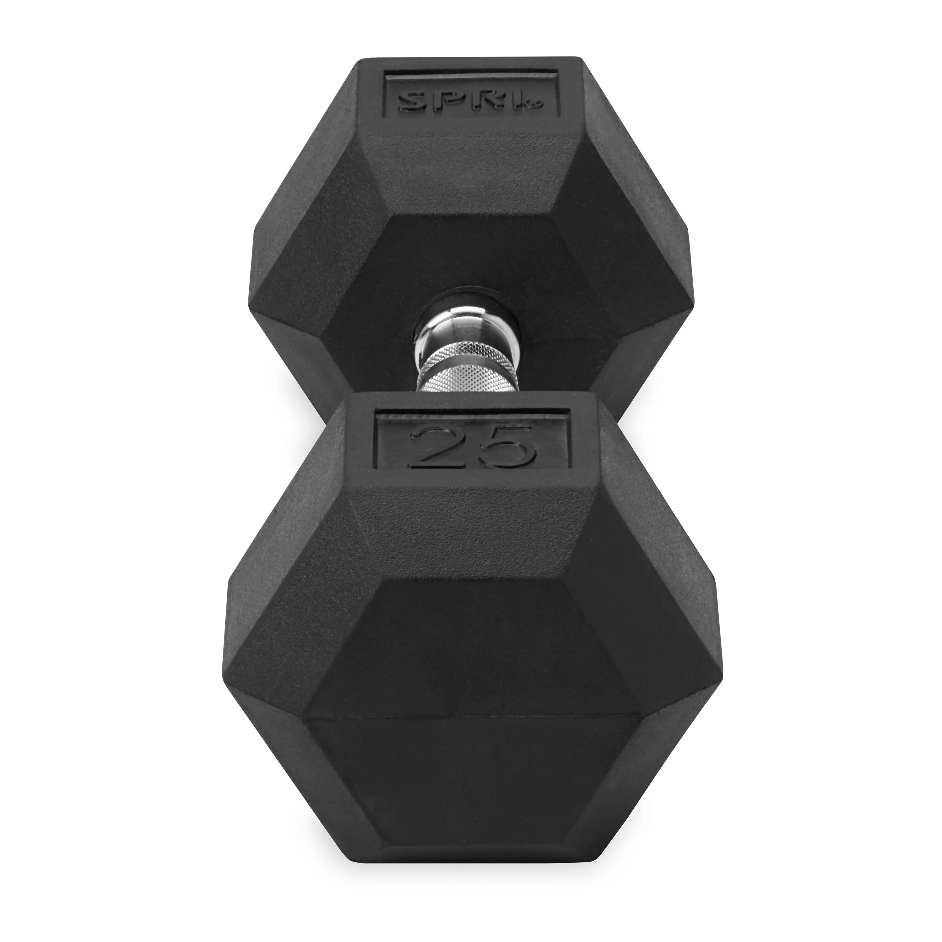 Deluxe 6-Sided Rubber Dumbbells - 3-25 lb. Pairs