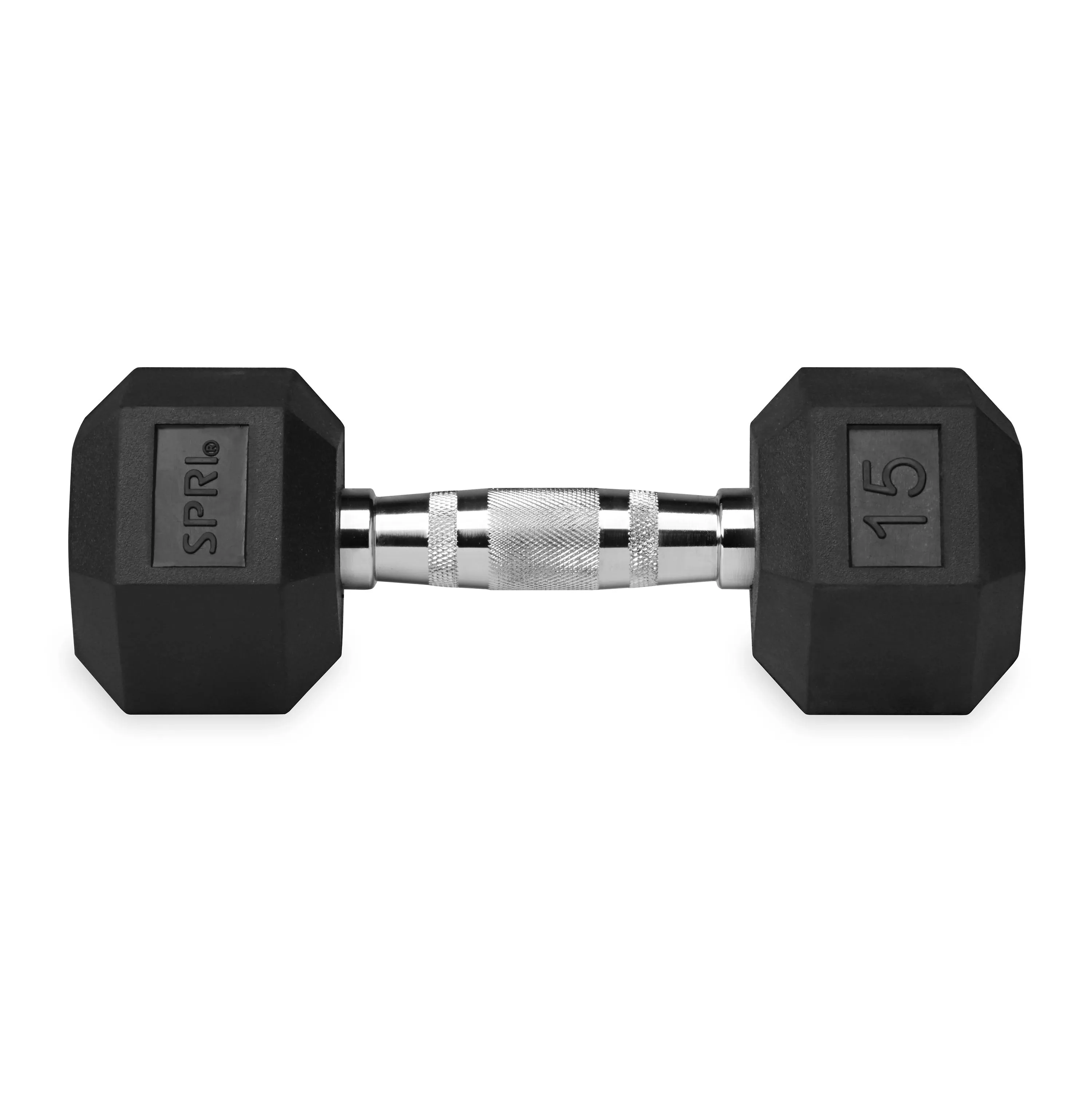 Deluxe 6-Sided Rubber Dumbbells - 3-25 lb. Pairs