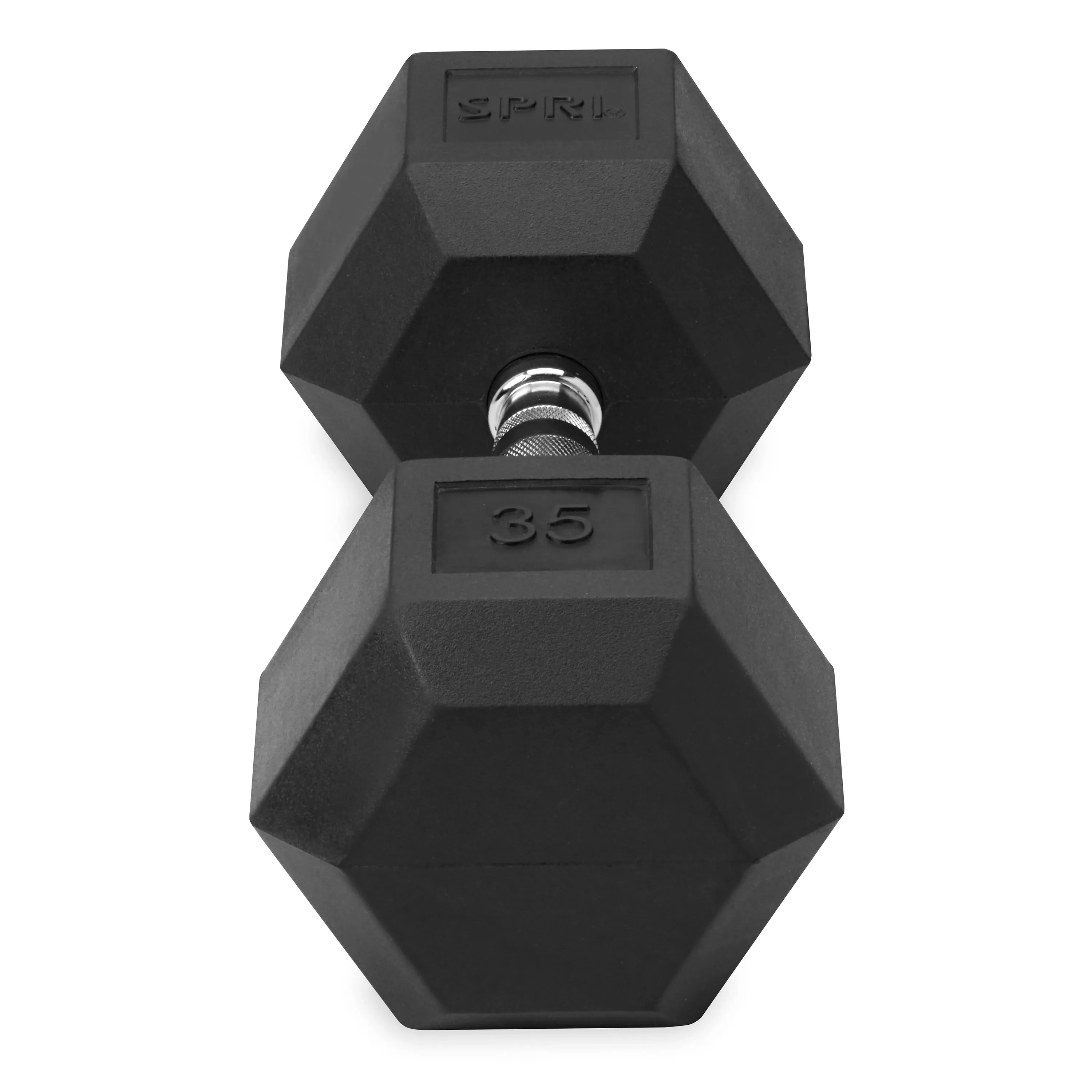 Deluxe 6-Sided Rubber Dumbbells - 30-45lb. Single Weights