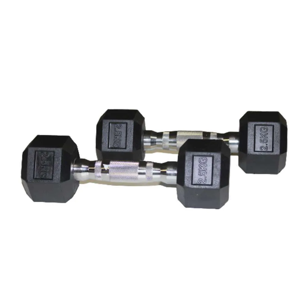 Dumbbells Rubber Coated Hexagon 2.5kg