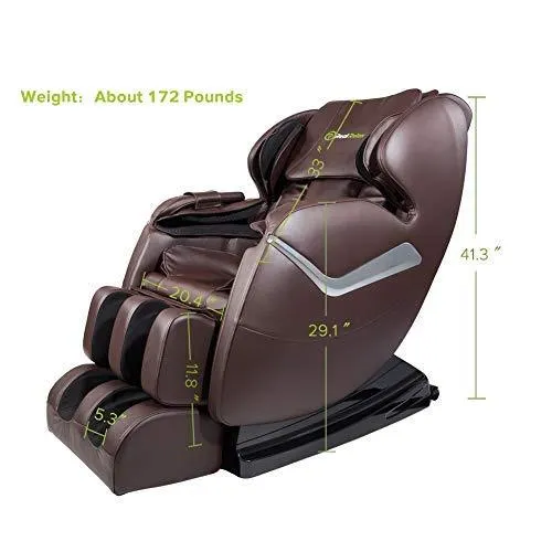 Full Body Zero Gravity Shiatsu Recliner with Heat and Foot Rollers Massage Chair (Brown)