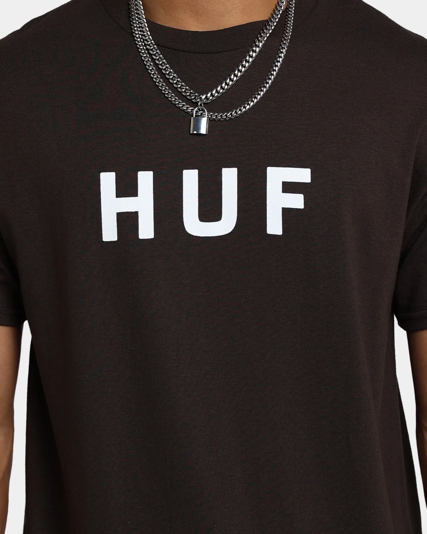 HUF Essentials OG Logo T-Shirt Chocolate