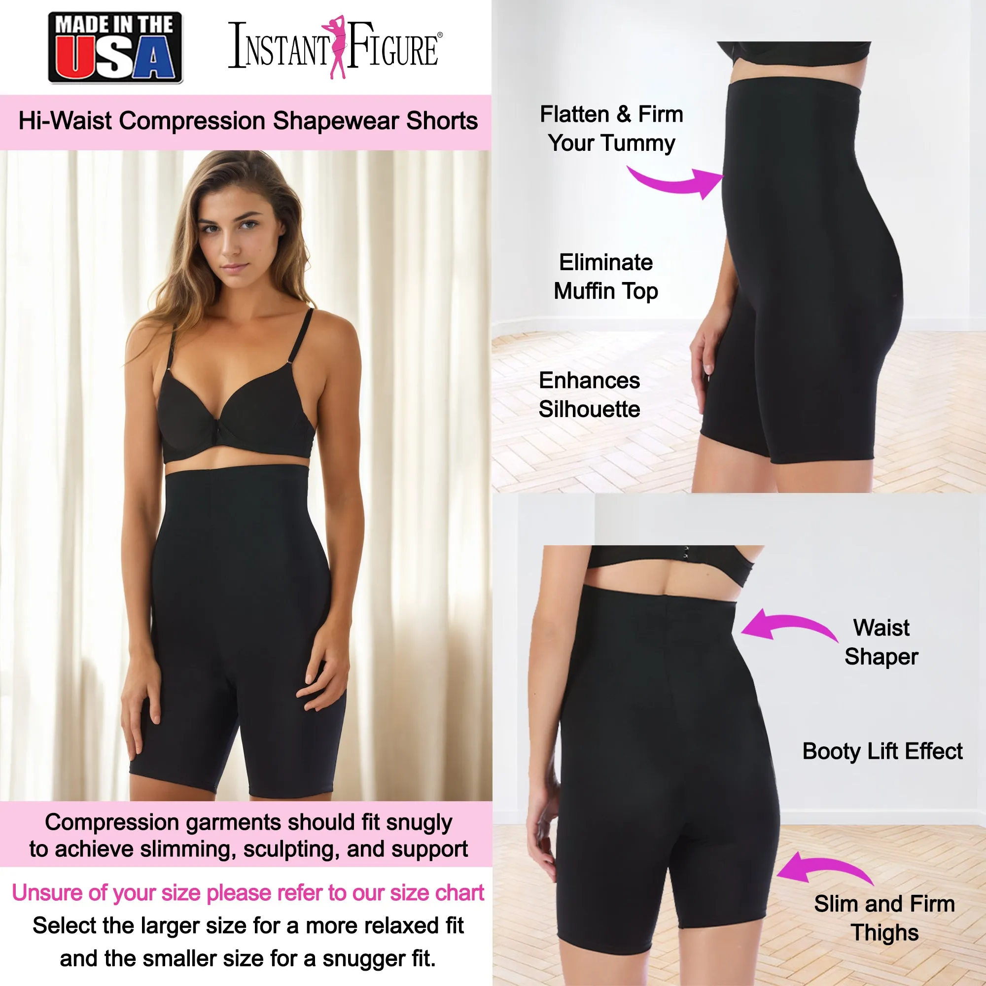 InstantFigure Hi-Waist Shorts Plus Size Shapewear WSH4171C