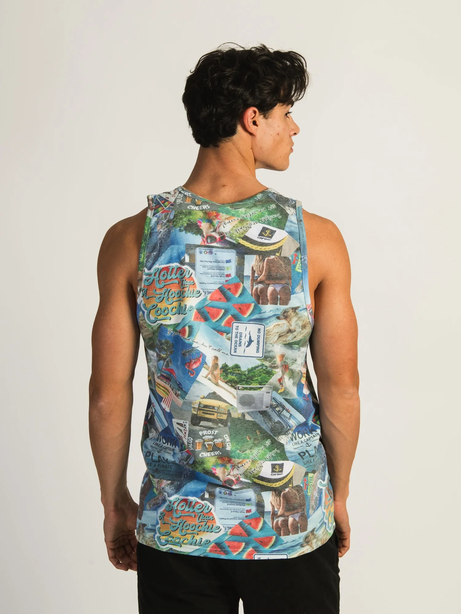 KOLBY MARCO COLLAGE PRINT TANK - THE BEACH