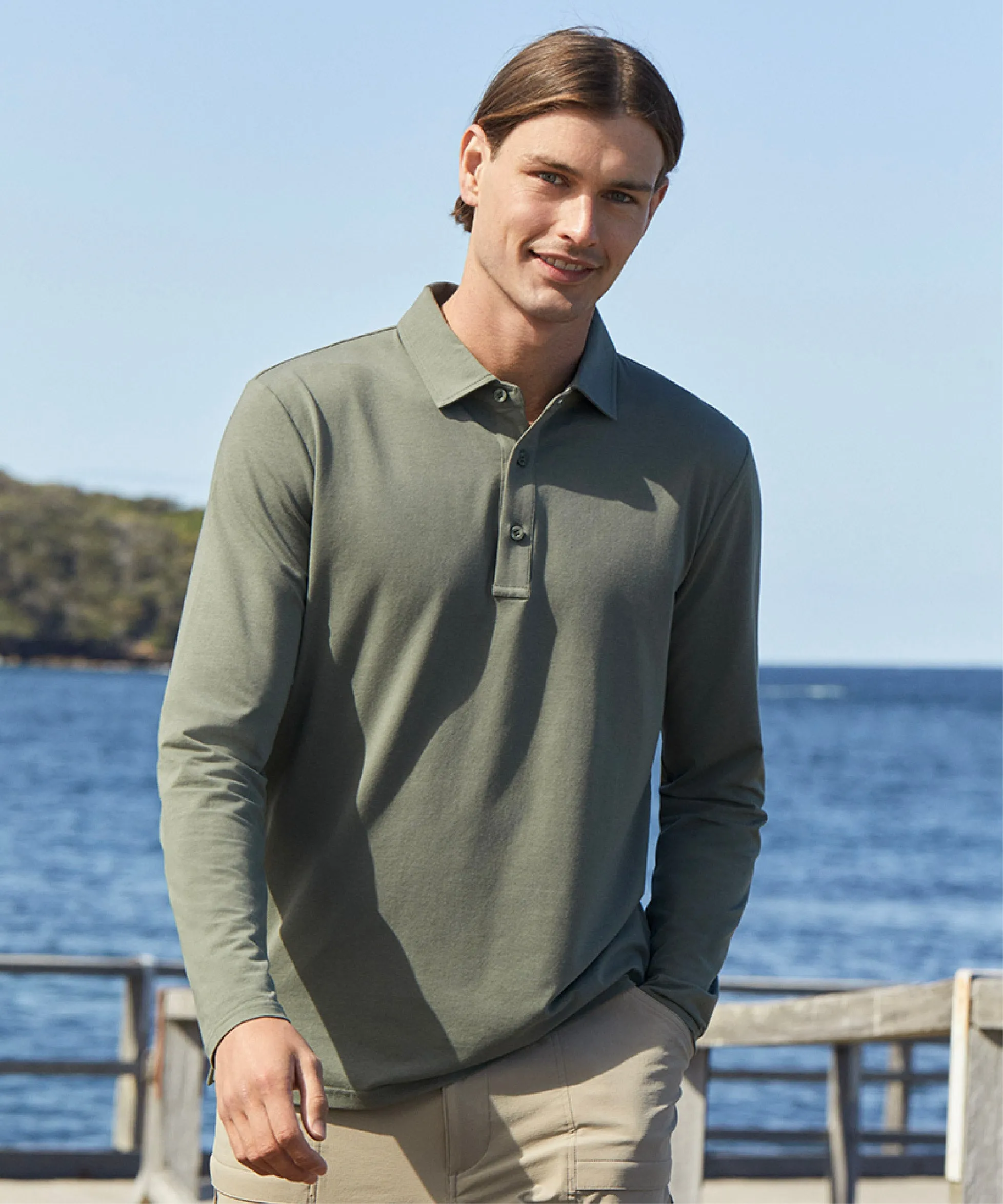 Long Sleeve Polo Shirt UPF 50  Sensitive Collection