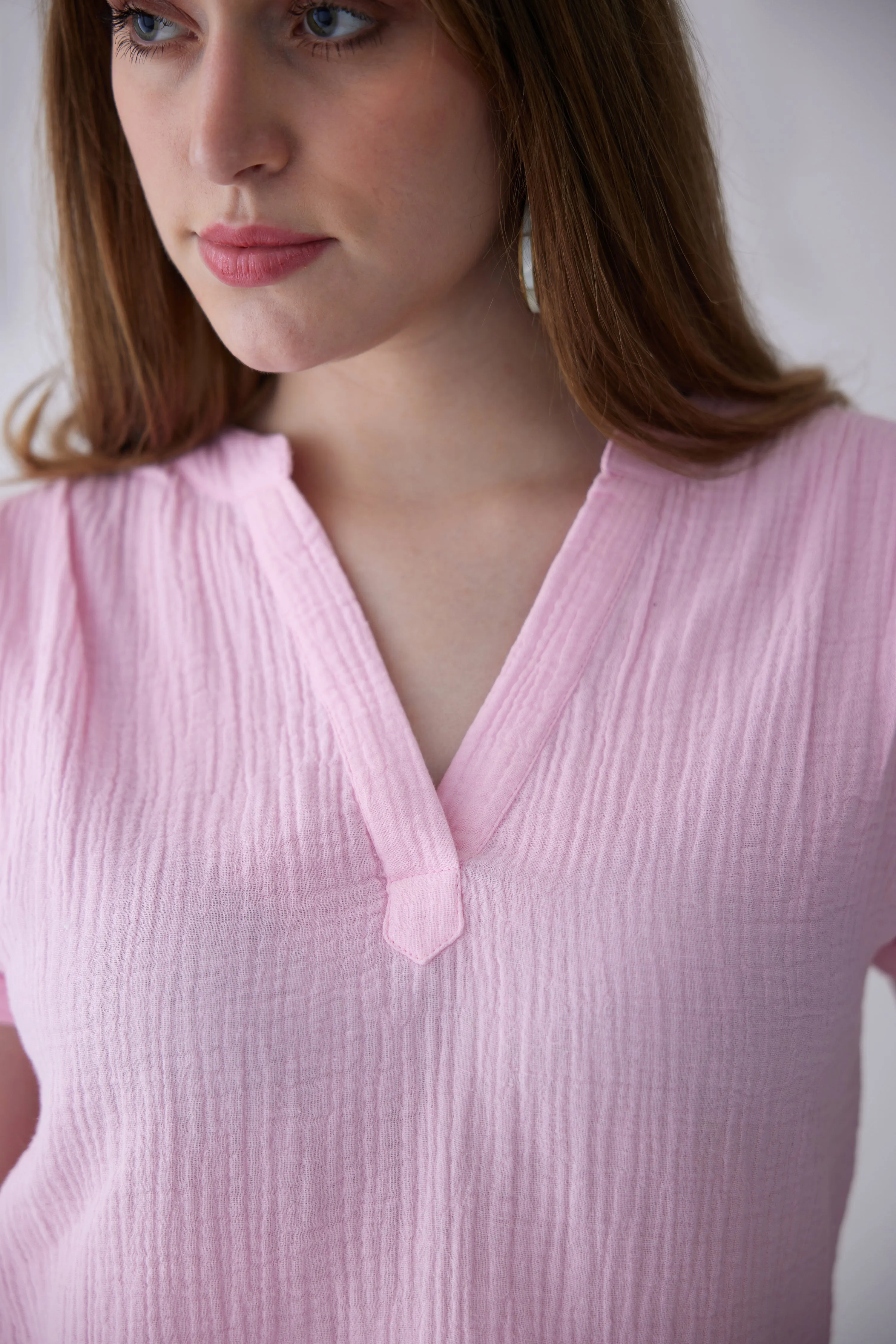 Maria 100% Cotton Top - Pink