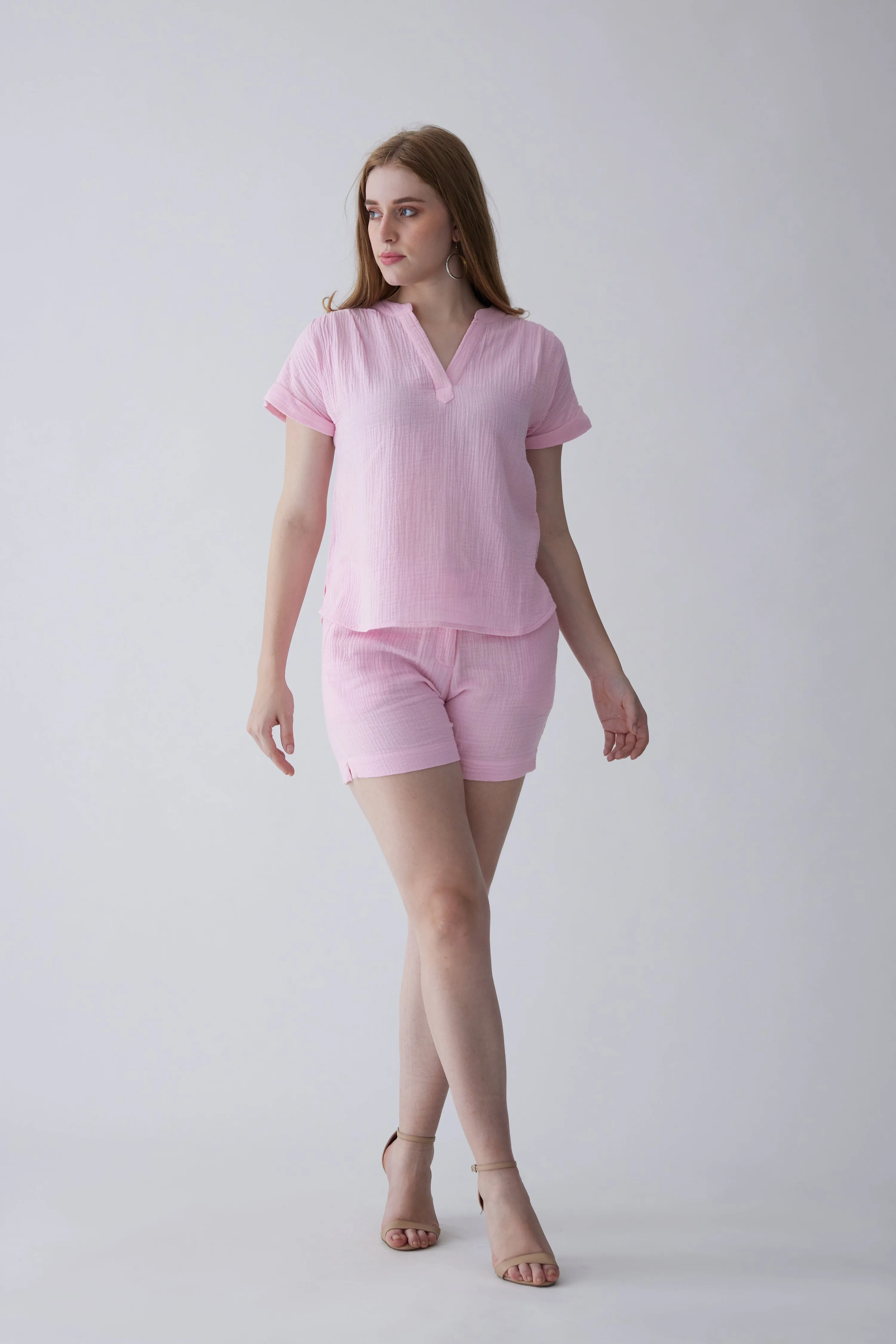 Maria 100% Cotton Top - Pink