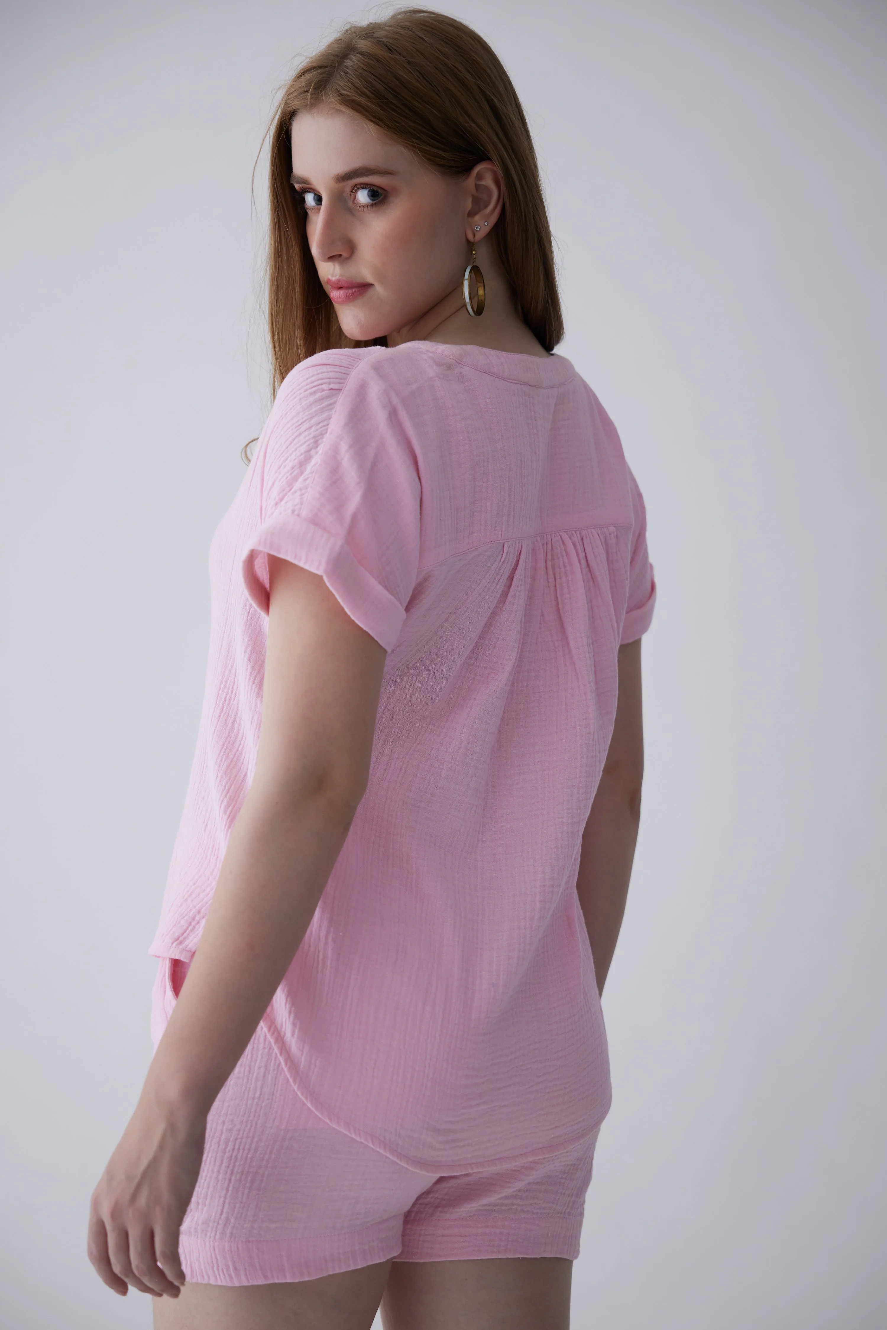 Maria 100% Cotton Top - Pink