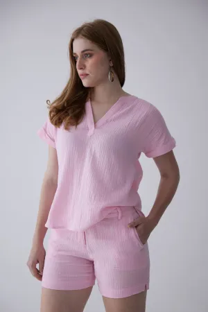 Maria 100% Cotton Top - Pink