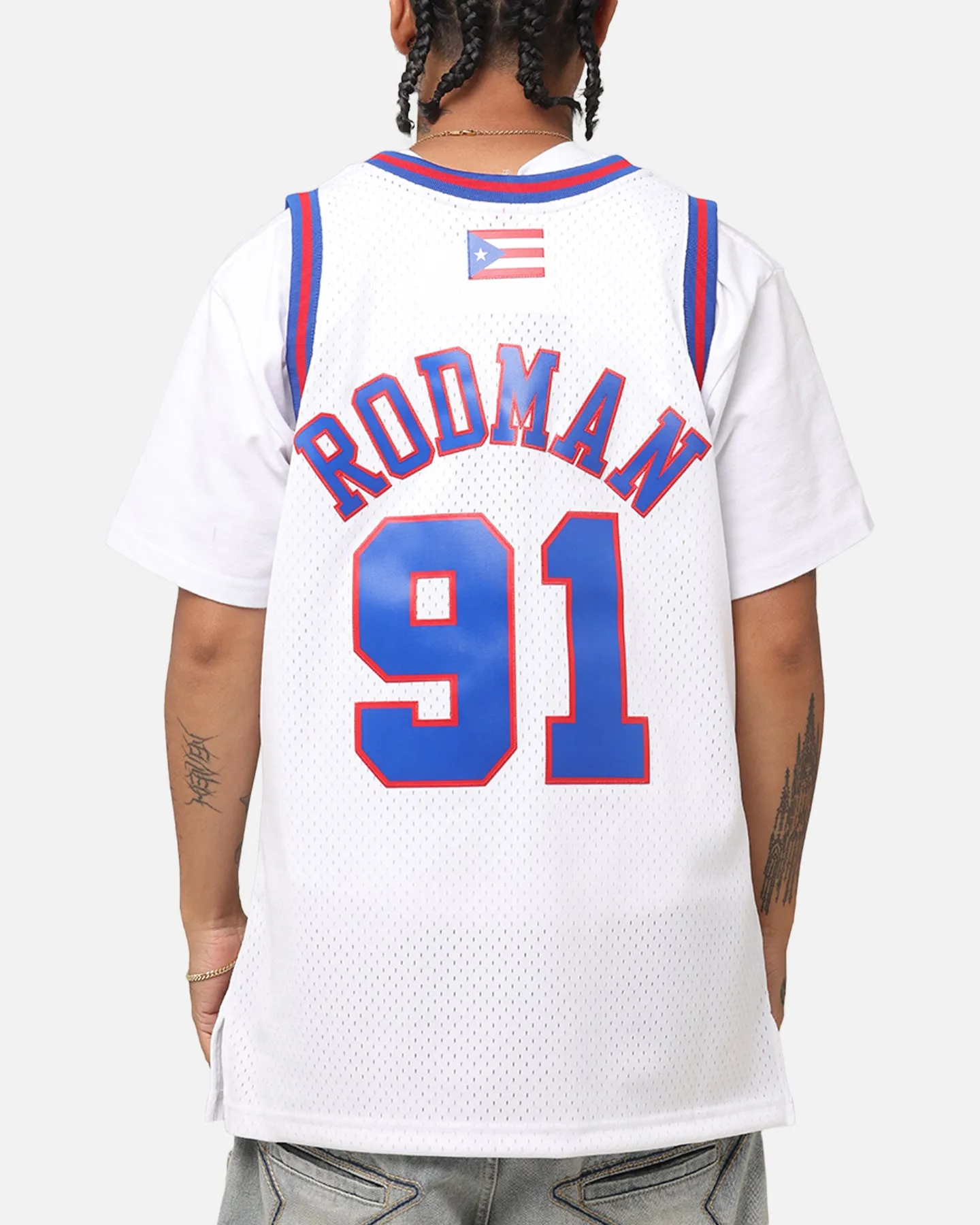 Mitchell & Ness Chicago Bulls Dennis Rodman #91 'Flags Collection' Jersey White