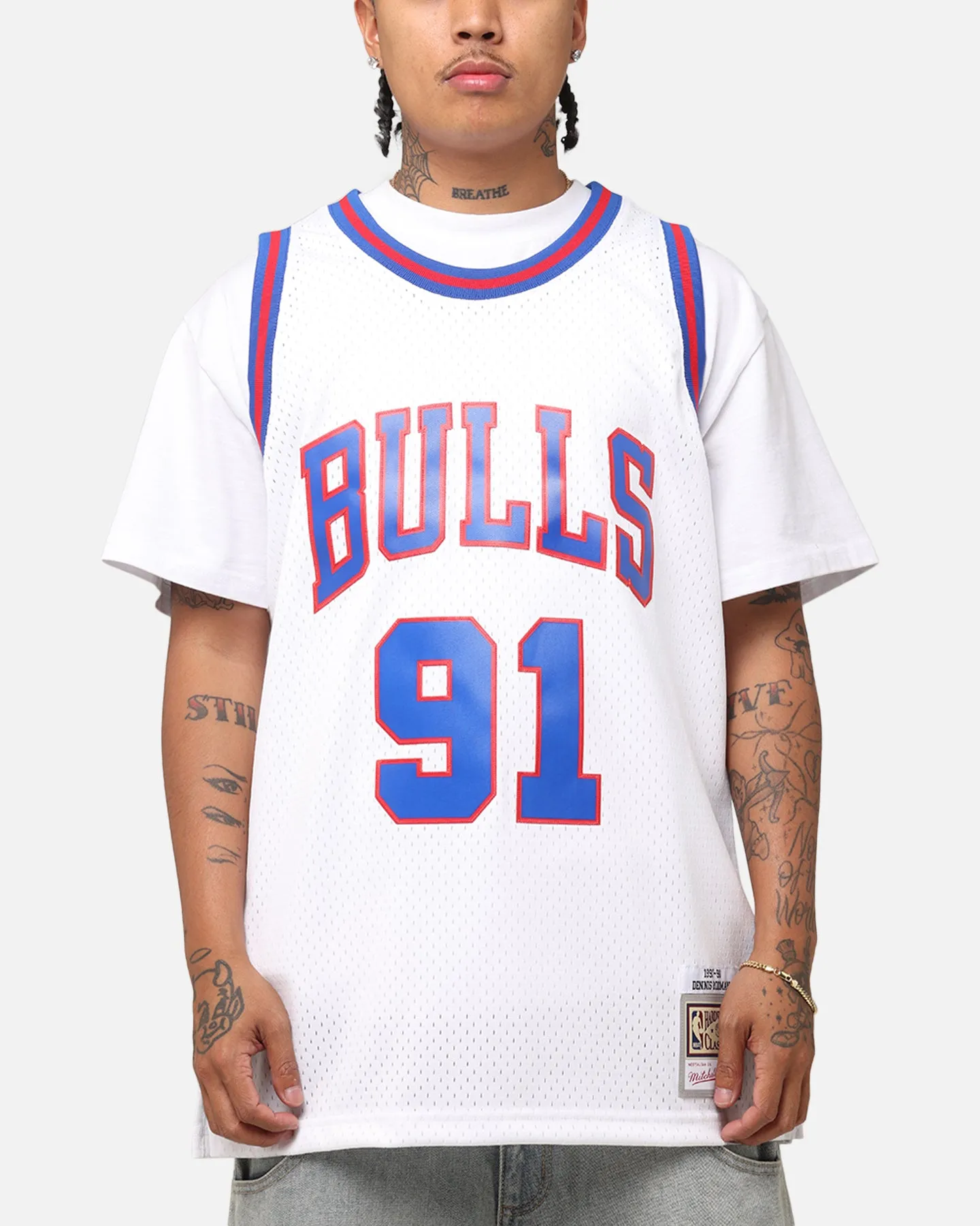 Mitchell & Ness Chicago Bulls Dennis Rodman #91 'Flags Collection' Jersey White