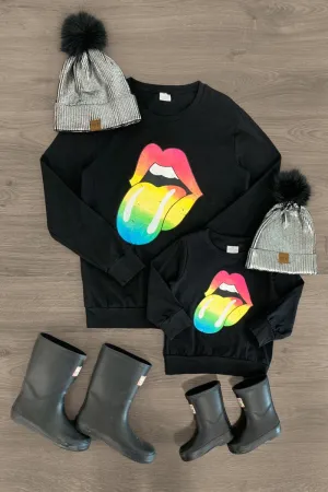 Mom & Me - Rainbow Vintage Lips Long Sleeve Top