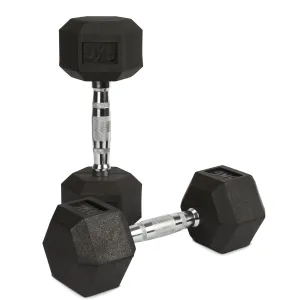 Rubber Hex Dumbbells - 2 x 5kg