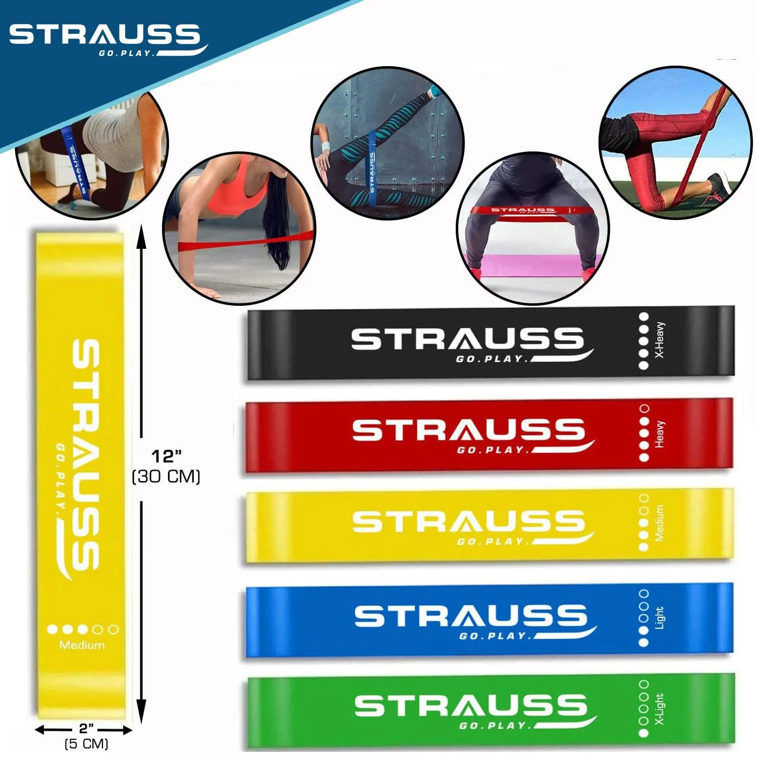 Strauss TPE Resistance Band, Set of 5, (Blue)