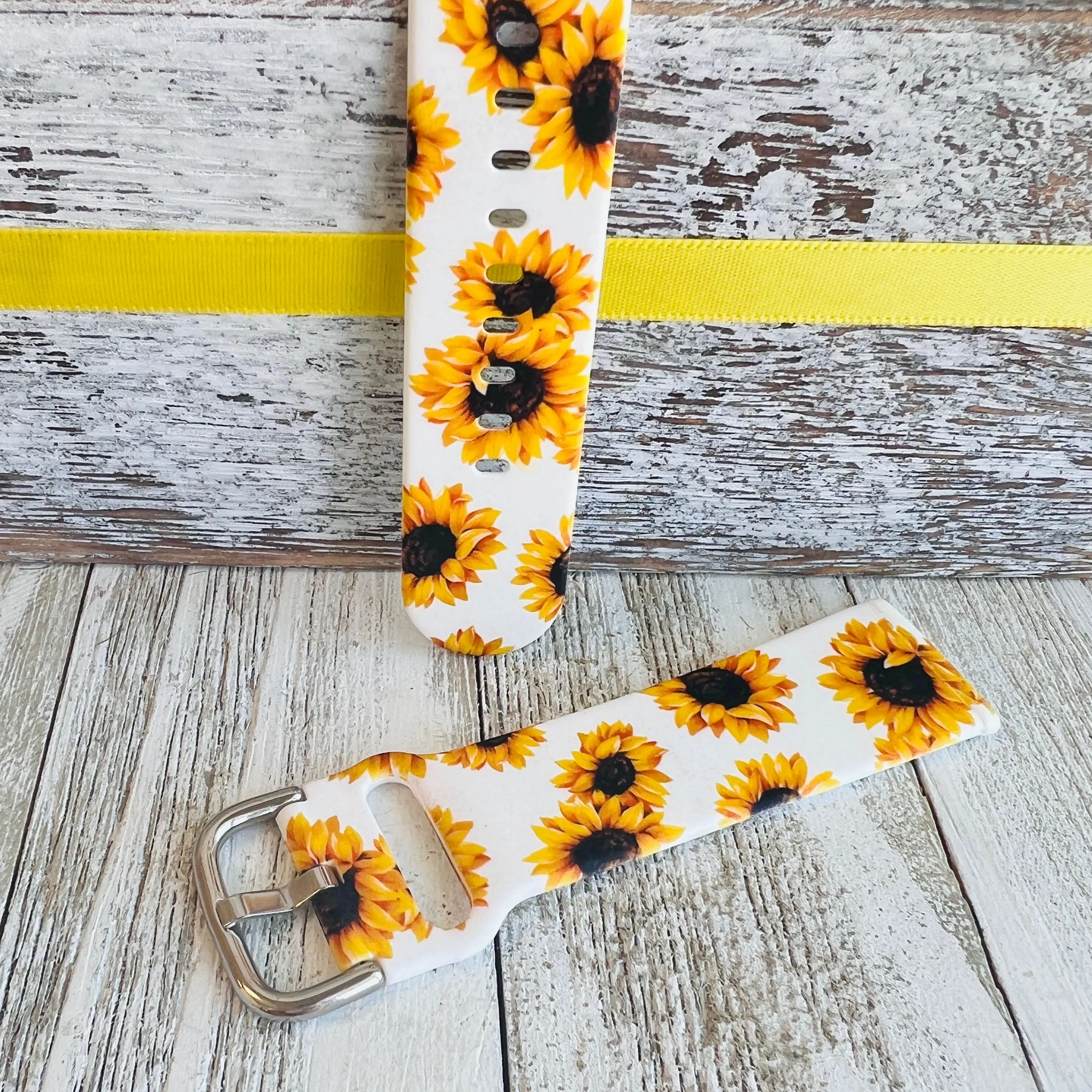 Sunflower White Background Print Silicone Band For Fitbit Versa 3/4/Sense