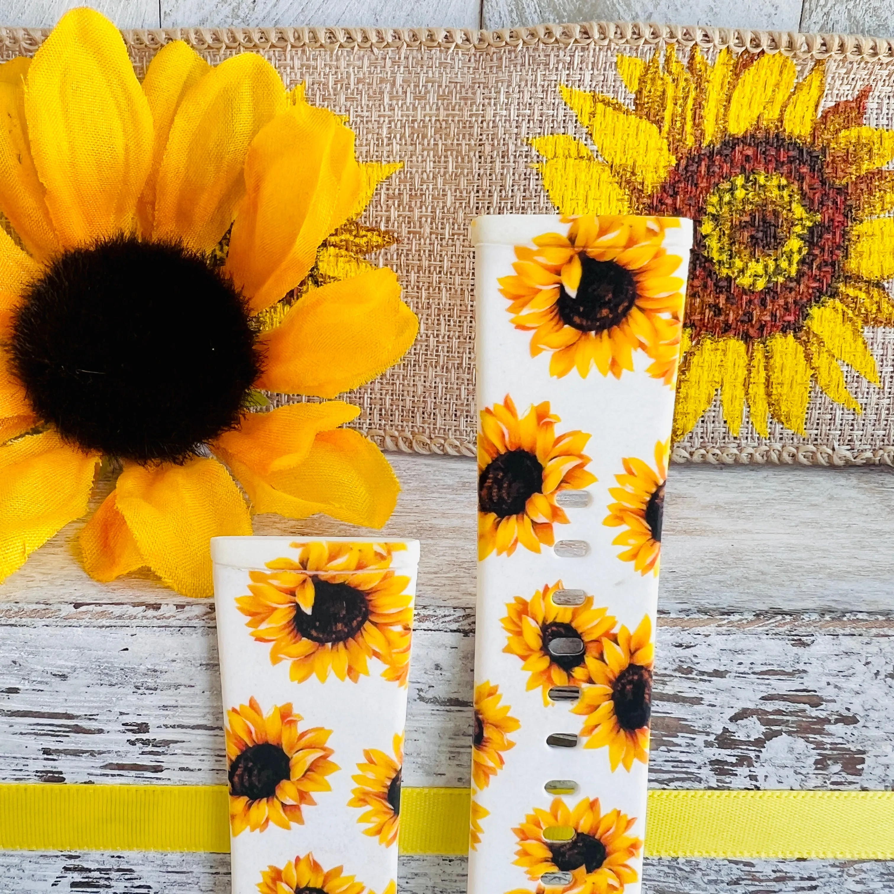 Sunflower White Background Print Silicone Band For Fitbit Versa 3/4/Sense