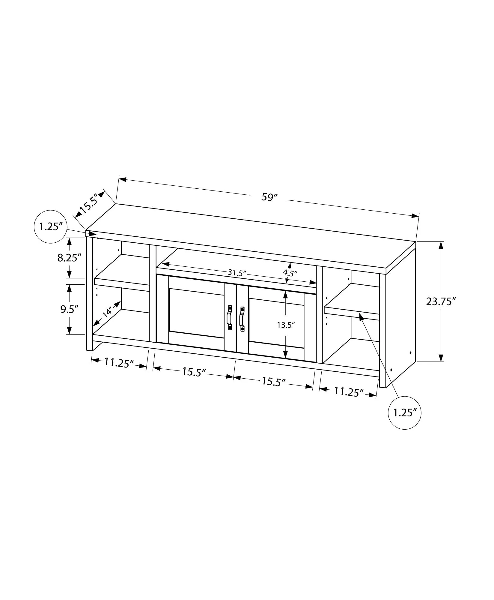 Tv Stand - 60"L / Black Reclaimed Wood-Look