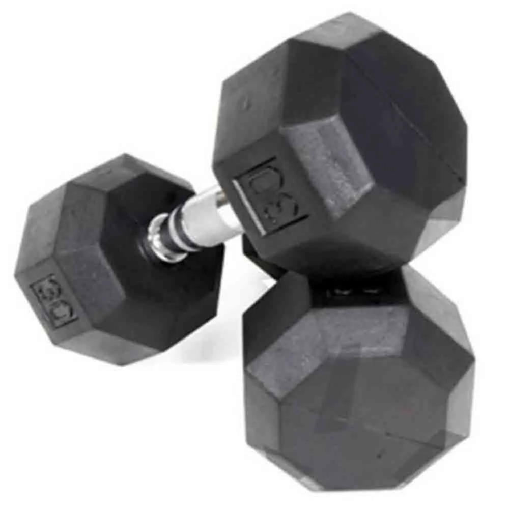 VTX by Troy 5 lb to 50 lb 8 Sided Rubber Encased Dumbbell Set with Rack