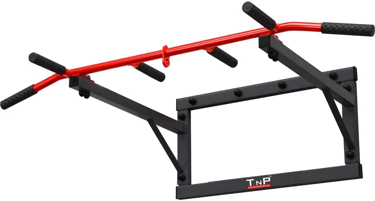 Wall Mounted Iron Chin Up Bar Black/Red