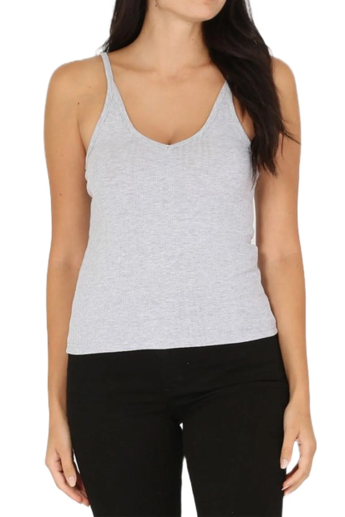 Women's Variegated Rib V Neck Tank Top